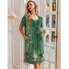 Ekouaer Nightgowns for Women Short Sleeve House Dresses with Pockets Pleated Moo moos Floral Print Mumu Dress(Floral Green)