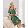 Ekouaer Nightgowns for Women Short Sleeve House Dresses with Pockets Pleated Moo moos Floral Print Mumu Dress(Floral Green)