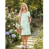 Ekouaer Nightgowns for Women Short Sleeve House Dresses with Pockets Pleated Moo moos Floral Print Mumu Dress(Floral Light Green)