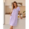 Ekouaer Nightgowns for Women Short Sleeve House Dresses with Pockets Pleated Moo moos Floral Print Mumu Dress(Floral Light Purple)