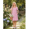 Ekouaer Nightgowns for Women Short Sleeve House Dresses with Pockets Pleated Moo moos Floral Print Mumu Dress(Floral Pink)