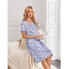 Ekouaer Nightgowns for Women Short Sleeve House Dresses with Pockets Pleated Moo moos Floral Print Mumu Dress(Floral Purple)