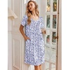 Ekouaer Nightgowns for Women Short Sleeve House Dresses with Pockets Pleated Moo moos Floral Print Mumu Dress(Floral Purple)