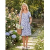 Ekouaer Nightgowns for Women Short Sleeve House Dresses with Pockets Pleated Moo moos Floral Print Mumu Dress(Floral Purple)