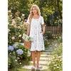 Ekouaer Nightgowns for Women Short Sleeve House Dresses with Pockets Pleated Moo moos Floral Print Mumu Dress(Floral White Purple)