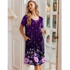 Ekouaer Nightgowns for Women Short Sleeve House Dresses with Pockets Pleated Moo moos Floral Print Mumu Dress(Purple Flower)