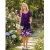 Ekouaer Nightgowns for Women Short Sleeve House Dresses with Pockets Pleated Moo moos Floral Print Mumu Dress(Purple Flower)
