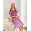 Ekouaer Nightgowns for Women Short Sleeve House Dresses with Pockets Pleated Moo moos Floral Print Mumu Dress(Sparkling Branches Purple)