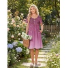 Ekouaer Nightgowns for Women Short Sleeve House Dresses with Pockets Pleated Moo moos Floral Print Mumu Dress(Sparkling Branches Purple)