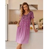 Ekouaer Nightgowns for Women Short Sleeve House Dresses with Pockets Pleated Moo moos Floral Print Mumu Dress(Sparkling Branches Purple)