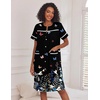Ekouaer Nightgowns for Women House Dress with Pockets Button Down House Coat Short Sleeve Night Gowns Duster Moo Moos(Black Butterfly)