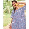 Ekouaer Nightgowns for Women House Dress with Pockets Button Down House Coat Short Sleeve Night Gowns Duster Moo Moos(Blue Flower)