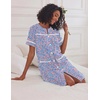 Ekouaer Nightgowns for Women House Dress with Pockets Button Down House Coat Short Sleeve Night Gowns Duster Moo Moos(Blue Flower)