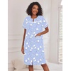 Ekouaer Nightgowns for Women House Dress with Pockets Button Down House Coat Short Sleeve Night Gowns Duster Moo Moos(Blue Pigeon)