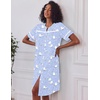 Ekouaer Nightgowns for Women House Dress with Pockets Button Down House Coat Short Sleeve Night Gowns Duster Moo Moos(Blue Pigeon)