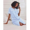 Ekouaer Nightgowns for Women House Dress with Pockets Button Down House Coat Short Sleeve Night Gowns Duster Moo Moos(Blue Stripes)