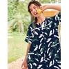 Ekouaer Nightgowns for Women House Dress with Pockets Button Down House Coat Short Sleeve Night Gowns Duster Moo Moos(Hawaiian Leaves)