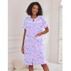 Ekouaer Nightgowns for Women House Dress with Pockets Button Down House Coat Short Sleeve Night Gowns Duster Moo Moos(Purple Daisy)