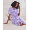 Ekouaer Nightgowns for Women House Dress with Pockets Button Down House Coat Short Sleeve Night Gowns Duster Moo Moos(Purple Dots)