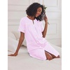 Ekouaer Nightgowns for Women House Dress with Pockets Button Down House Coat Short Sleeve Night Gowns Duster Moo Moos(Striped Pink)