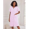 Ekouaer Nightgowns for Women House Dress with Pockets Button Down House Coat Short Sleeve Night Gowns Duster Moo Moos(Striped Pink)