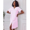 Ekouaer Nightgowns for Women House Dress with Pockets Button Down House Coat Short Sleeve Night Gowns Duster Moo Moos(Striped Pink)
