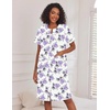 Ekouaer Nightgowns for Women House Dress with Pockets Button Down House Coat Short Sleeve Night Gowns Duster Moo Moos(White Flower)