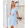 Ekouaer Nightgowns for Women Bamboo Viscose Sleep Shirts T Shirt Night Gown Short Sleeve Nightshirt Cooling Pajama Dress(Baby Blue)