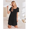 Ekouaer Nightgowns for Women Bamboo Viscose Sleep Shirts T Shirt Night Gown Short Sleeve Nightshirt Cooling Pajama Dress(Black)