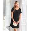 Ekouaer Nightgowns for Women Bamboo Viscose Sleep Shirts T Shirt Night Gown Short Sleeve Nightshirt Cooling Pajama Dress(Black)