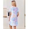 Ekouaer Nightgowns for Women Bamboo Viscose Sleep Shirts T Shirt Night Gown Short Sleeve Nightshirt Cooling Pajama Dress(Blue Purple Tie Dye)