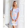Ekouaer Nightgowns for Women Bamboo Viscose Sleep Shirts T Shirt Night Gown Short Sleeve Nightshirt Cooling Pajama Dress(Blue Purple Tie Dye)