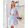 Ekouaer Nightgowns for Women Bamboo Viscose Sleep Shirts T Shirt Night Gown Short Sleeve Nightshirt Cooling Pajama Dress(Blue Purple Tie Dye)