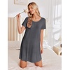 Ekouaer Nightgowns for Women Bamboo Viscose Sleep Shirts T Shirt Night Gown Short Sleeve Nightshirt Cooling Pajama Dress(Dark Grey)