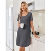 Ekouaer Nightgowns for Women Bamboo Viscose Sleep Shirts T Shirt Night Gown Short Sleeve Nightshirt Cooling Pajama Dress(Dark Grey)