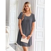 Ekouaer Nightgowns for Women Bamboo Viscose Sleep Shirts T Shirt Night Gown Short Sleeve Nightshirt Cooling Pajama Dress(Dark Grey)