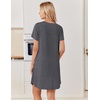 Ekouaer Nightgowns for Women Bamboo Viscose Sleep Shirts T Shirt Night Gown Short Sleeve Nightshirt Cooling Pajama Dress(Dark Grey)