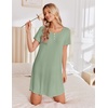 Ekouaer Nightgowns for Women Bamboo Viscose Sleep Shirts T Shirt Night Gown Short Sleeve Nightshirt Cooling Pajama Dress(Light Green)