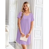 Ekouaer Nightgowns for Women Bamboo Viscose Sleep Shirts T Shirt Night Gown Short Sleeve Nightshirt Cooling Pajama Dress(Lilac)