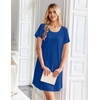 Ekouaer Nightgowns for Women Bamboo Viscose Sleep Shirts T Shirt Night Gown Short Sleeve Nightshirt Cooling Pajama Dress(Navy)