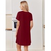 Ekouaer Nightgowns for Women Bamboo Viscose Sleep Shirts T Shirt Night Gown Short Sleeve Nightshirt Cooling Pajama Dress(Wine Red)
