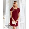 Ekouaer Nightgowns for Women Bamboo Viscose Sleep Shirts T Shirt Night Gown Short Sleeve Nightshirt Cooling Pajama Dress(Wine Red)