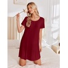 Ekouaer Nightgowns for Women Bamboo Viscose Sleep Shirts T Shirt Night Gown Short Sleeve Nightshirt Cooling Pajama Dress(Wine Red)
