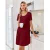 Ekouaer Nightgowns for Women Bamboo Viscose Sleep Shirts T Shirt Night Gown Short Sleeve Nightshirt Cooling Pajama Dress(Wine Red)