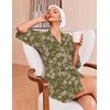 Ekouaer Robes for Women Waffle Knit Bathrobe Soft Lightweight Knee Length Loungewear S-XXL(Army Green Floral)