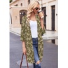 Ekouaer Robes for Women Waffle Knit Bathrobe Soft Lightweight Knee Length Loungewear S-XXL(Army Green Floral)