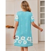 Ekouaer Womens Zip Up Robe Lace Short Sleeve Bathrobes Knee Length Housecoat Lightweight Nightgowns with Pockets Blue Floral L