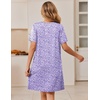 Ekouaer Womens Zip Up Robe Lace Short Sleeve Bathrobes Knee Length Housecoat Lightweight Nightgowns with Pockets Purple Dots XXXL
