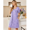 Ekouaer Womens Zip Up Robe Lace Short Sleeve Bathrobes Knee Length Housecoat Lightweight Nightgowns with Pockets Purple Dots XXXL