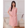 Ekouaer Women’s Zipper Robe Short Sleeves Swiss Dots Housecoat Zip Up Bathrobe Soft Nightgown with Pockets S-3XL(Light Pink)